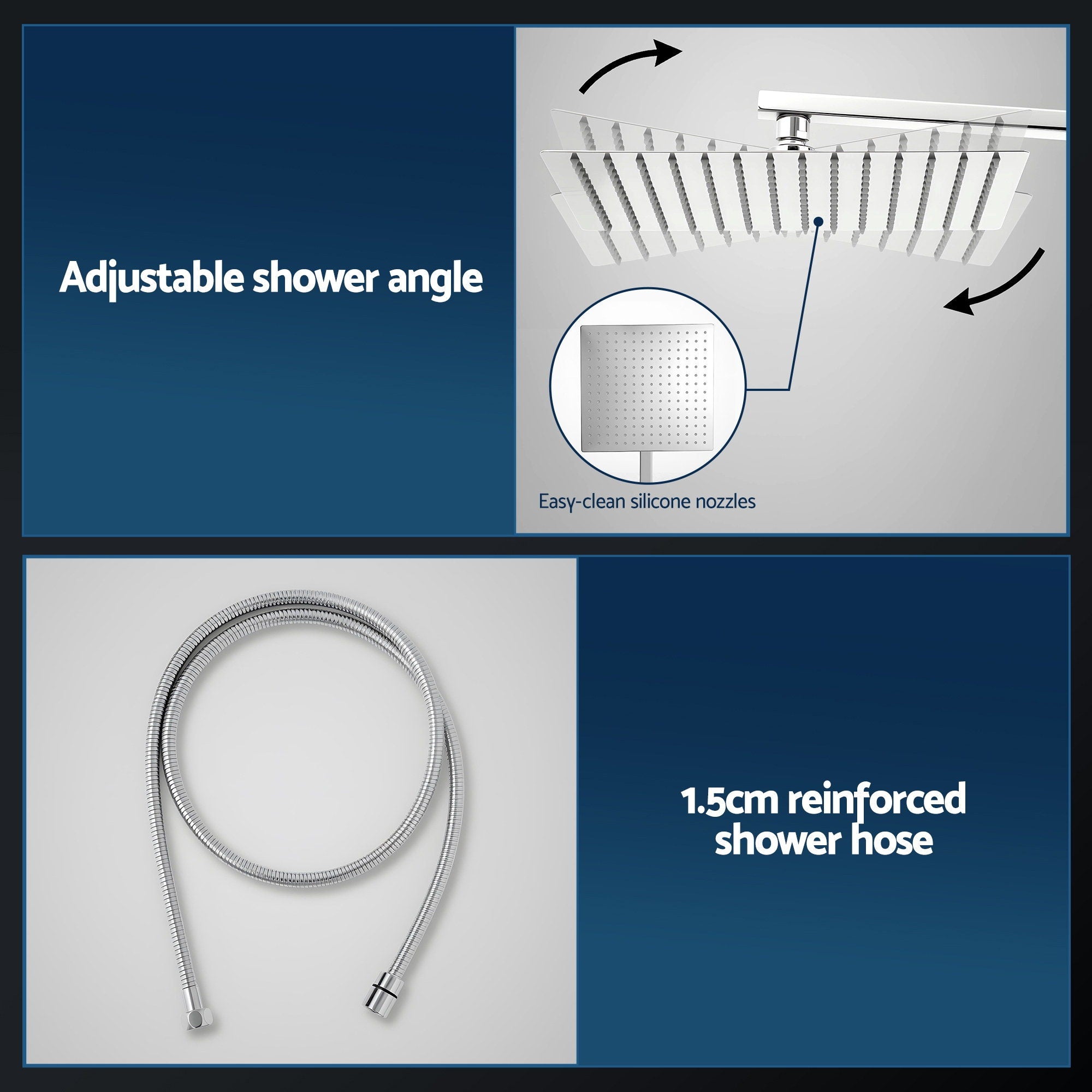 12" Rain Shower Head Set with 3-Mode Handheld Brass High Pressure WELS Chrome SHOWER-B-B2-SQ-12-SI