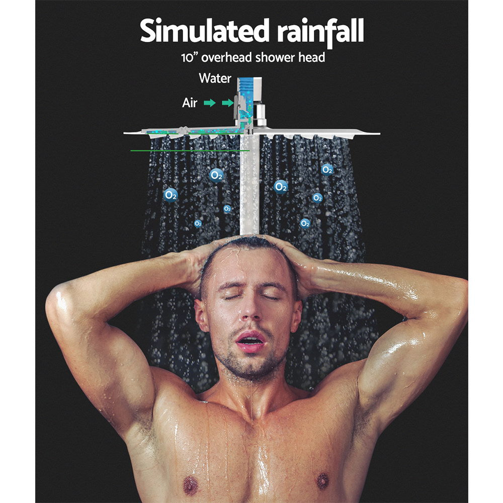 Cefito 10'' Rain Shower Head Set Handheld Square High Pressure Chrome SHOWER-B2-SQ-10-SI