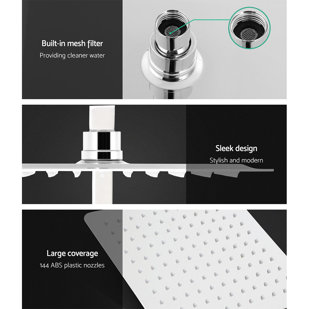 Cefito 10'' Rain Shower Head Set Handheld Square High Pressure Chrome SHOWER-B2-SQ-10-SI