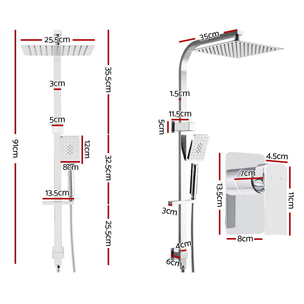 Cefito 10'' Rain Shower Head Set Handheld Square High Pressure Mixer Tap Chrome SHOWER-B2-SQ-10-SI-MIXER
