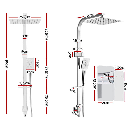 Cefito 10'' Rain Shower Head Set Handheld Square High Pressure Mixer Tap Chrome SHOWER-B2-SQ-10-SI-MIXER