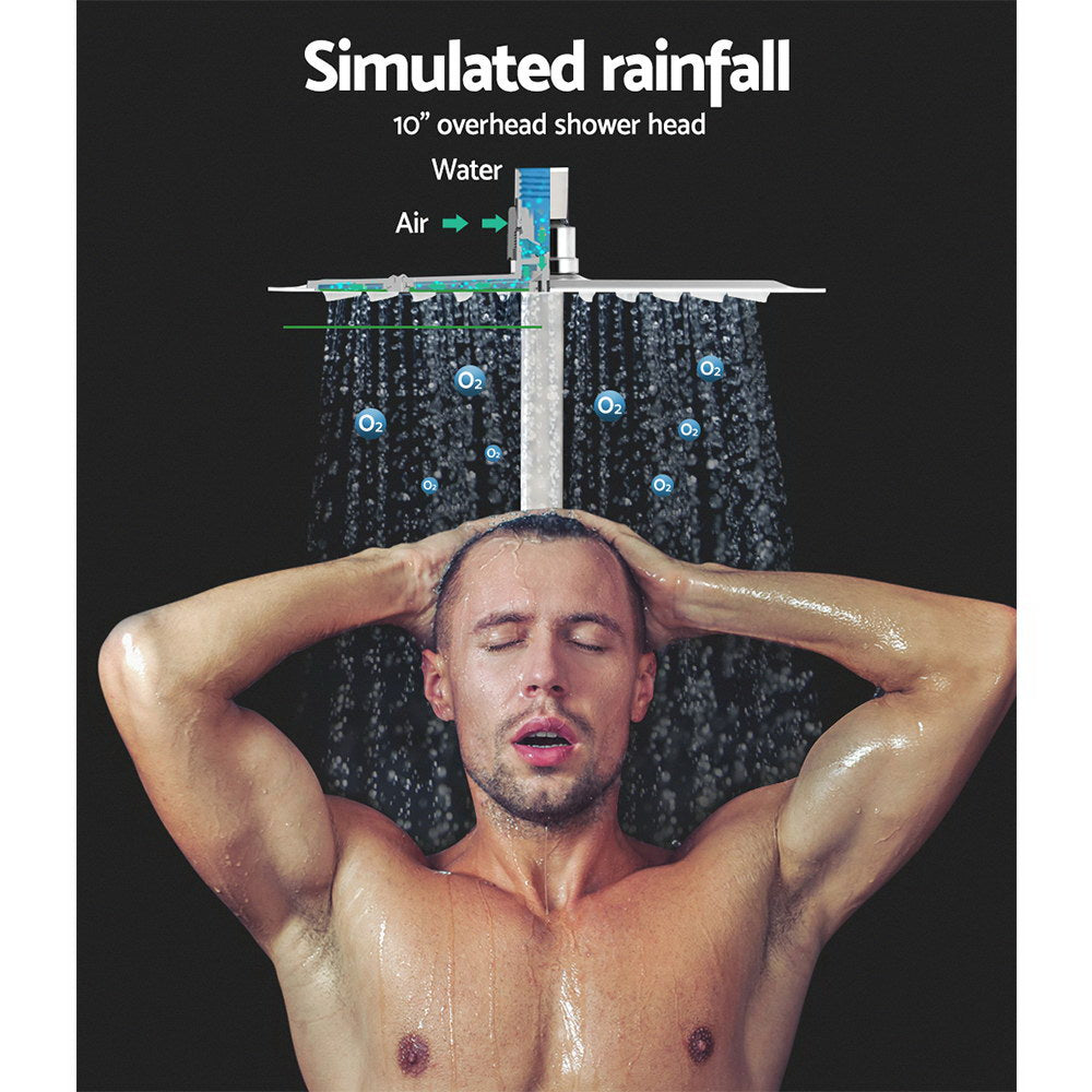 Cefito 10'' Rain Shower Head Set Handheld Square High Pressure Mixer Tap Chrome SHOWER-B2-SQ-10-SI-MIXER