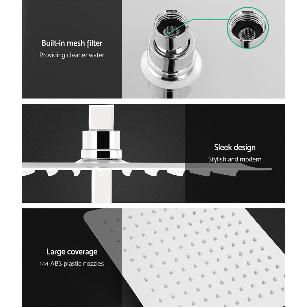 Cefito 10'' Rain Shower Head Set Handheld Square High Pressure Mixer Tap Chrome SHOWER-B2-SQ-10-SI-MIXER
