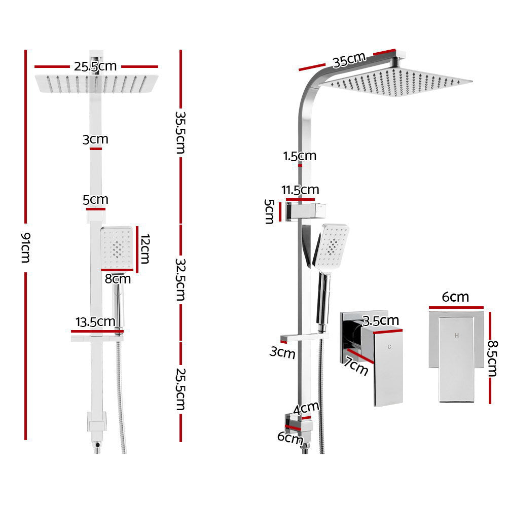 Cefito 10'' Rain Shower Head Set Handheld Square High Pressure Twins Tap Chrome SHOWER-B2-SQ-10-SI-TAP