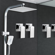 Cefito 10'' Rain Shower Head Set Handheld Square High Pressure Twins Tap Chrome SHOWER-B2-SQ-10-SI-TAP