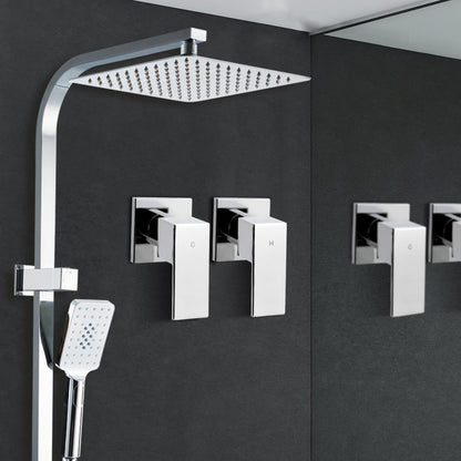 Cefito 10'' Rain Shower Head Set Handheld Square High Pressure Twins Tap Chrome SHOWER-B2-SQ-10-SI-TAP