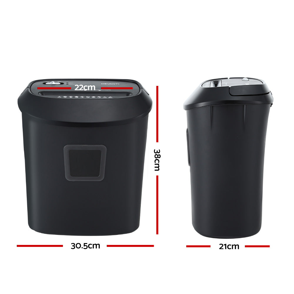Devanti Electric Paper Shredder for Home Office 10 A4 Paper Sheet Cross-Cut Paper SHRED-1001C-BK