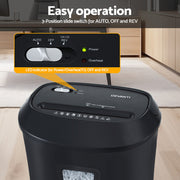 Devanti Electric Paper Shredder for Home Office 10 A4 Paper Sheet Cross-Cut Paper SHRED-1001C-BK