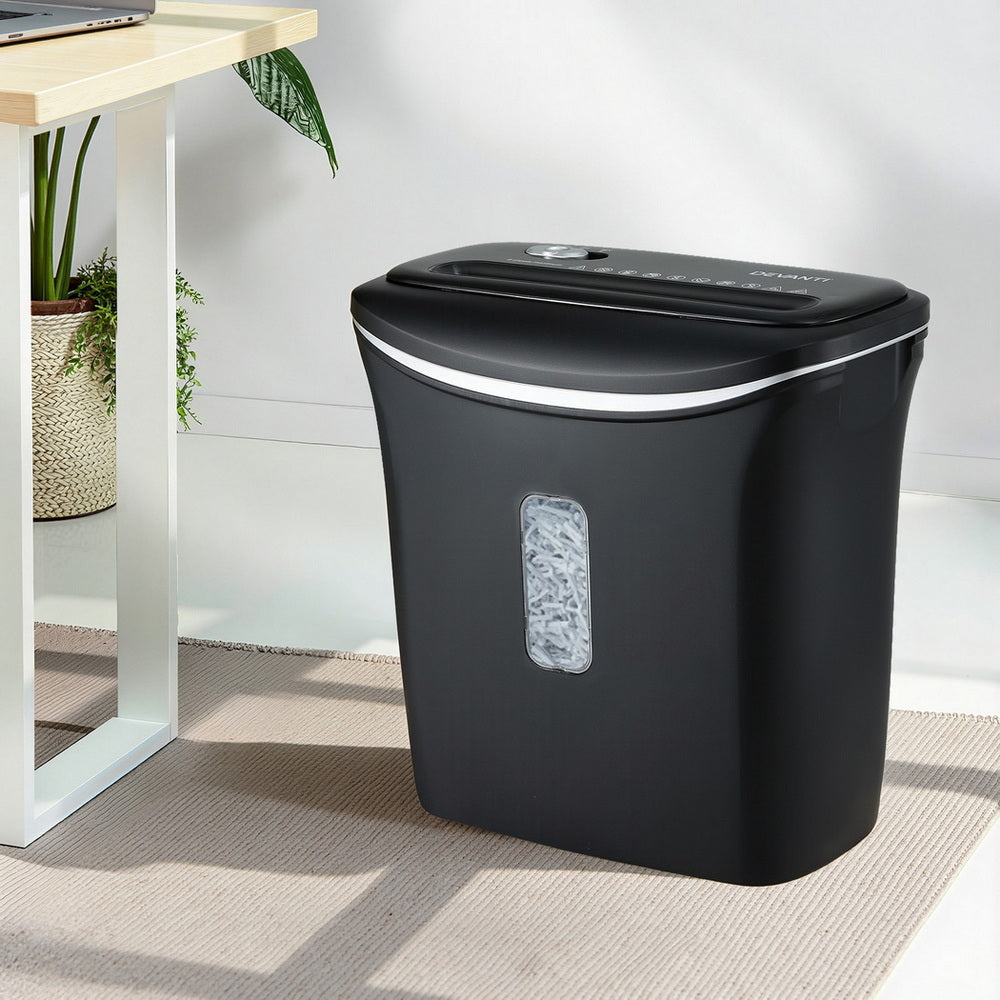 Devanti 12L Cross-Cut Shredder 8-Sheet Paper Home Office Credit Card SHRED-806C-BK