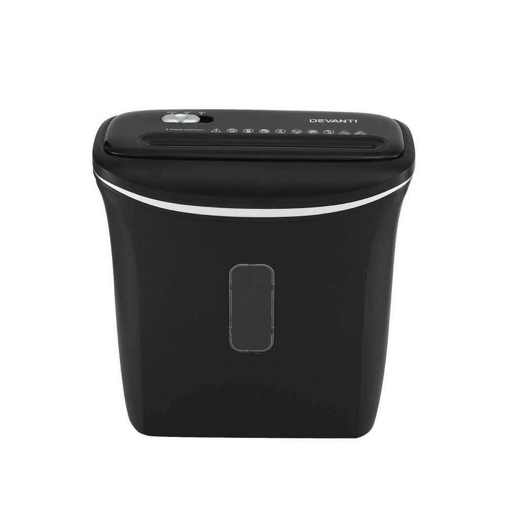 Devanti 12L Cross-Cut Shredder 8-Sheet Paper Home Office Credit Card SHRED-806C-BK