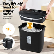 Devanti 12L Cross-Cut Shredder 8-Sheet Paper Home Office Credit Card SHRED-806C-BK