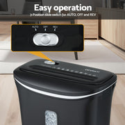 Devanti 12L Cross-Cut Shredder 8-Sheet Paper Home Office Credit Card SHRED-806C-BK