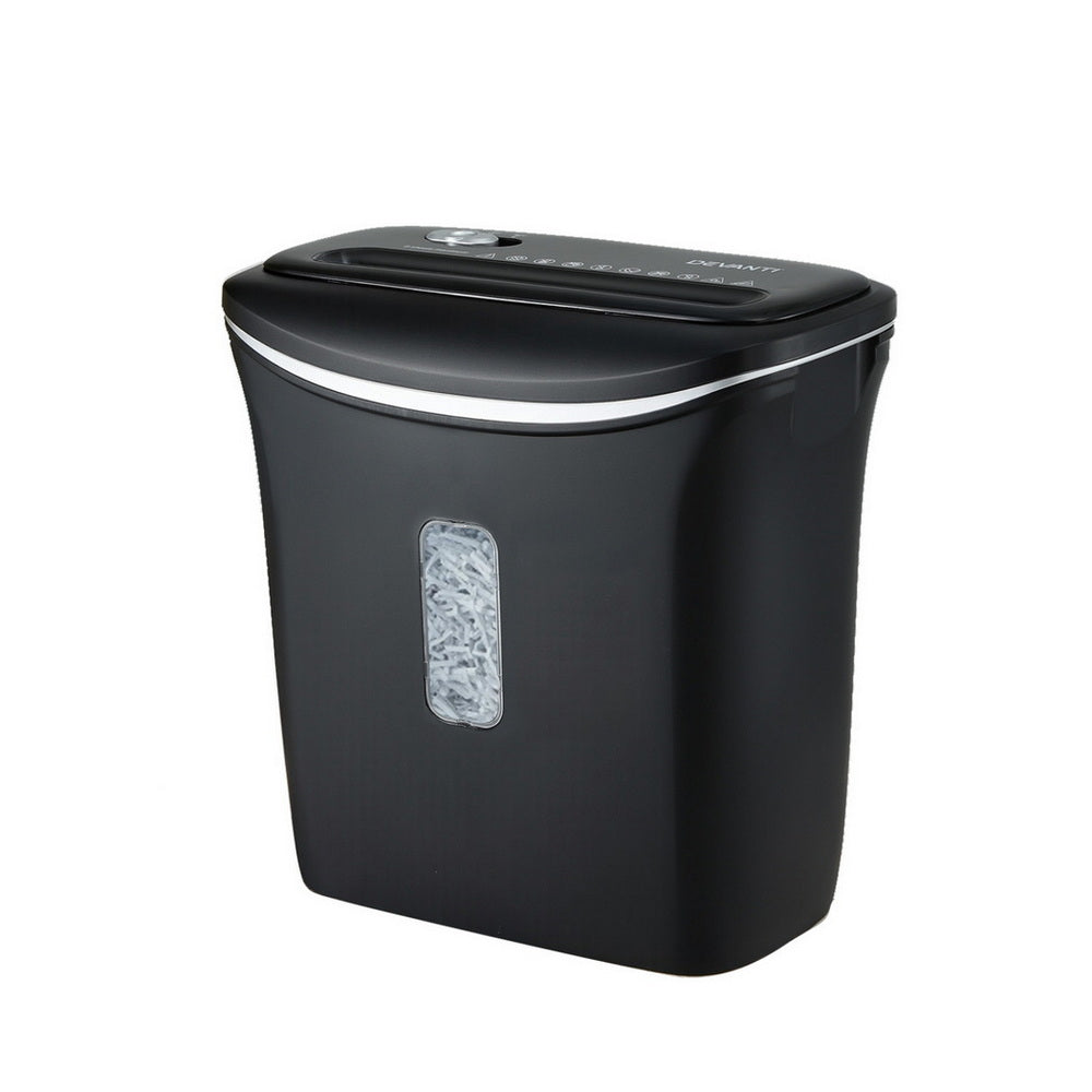 Devanti 12L Cross-Cut Shredder 8-Sheet Paper Home Office Credit Card SHRED-806C-BK