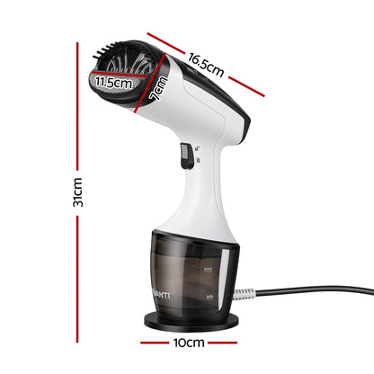 Devanti Clothes Steamer, 1500W Powerful Fast 30s Heat-Up Continuous Steam Lock 160ml Tank Fabric Brush SI-PORT-0032-WH