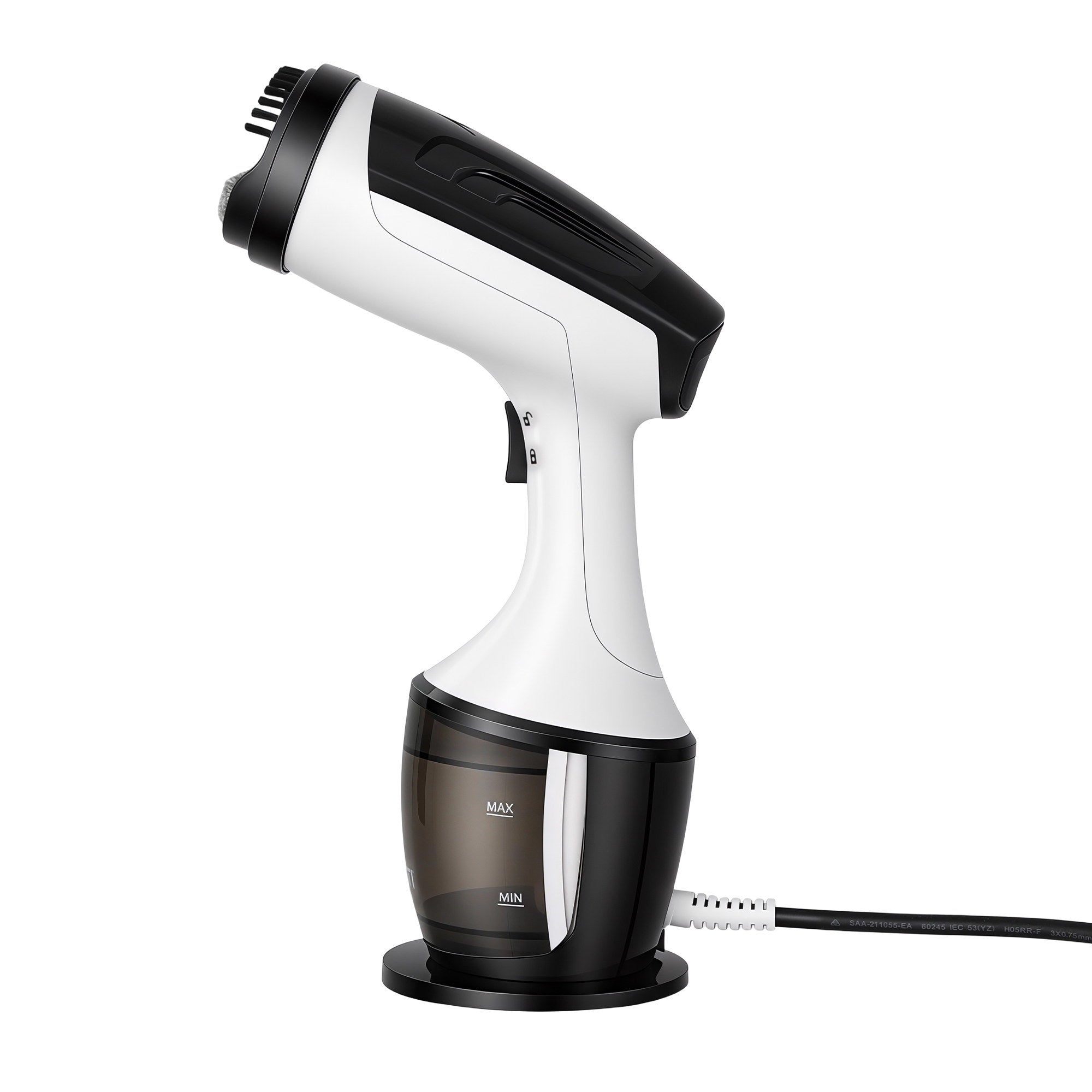 Devanti Clothes Steamer, 1500W Powerful Fast 30s Heat-Up Continuous Steam Lock 160ml Tank Fabric Brush SI-PORT-0032-WH