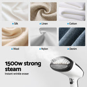 Devanti Clothes Steamer, 1500W Powerful Fast 30s Heat-Up Continuous Steam Lock 160ml Tank Fabric Brush SI-PORT-0032-WH