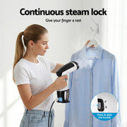 Devanti Clothes Steamer, 1500W Powerful Fast 30s Heat-Up Continuous Steam Lock 160ml Tank Fabric Brush SI-PORT-0032-WH