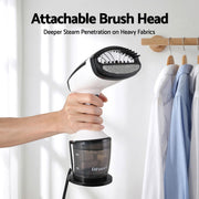 Devanti Clothes Steamer, 1500W Powerful Fast 30s Heat-Up Continuous Steam Lock 160ml Tank Fabric Brush SI-PORT-0032-WH