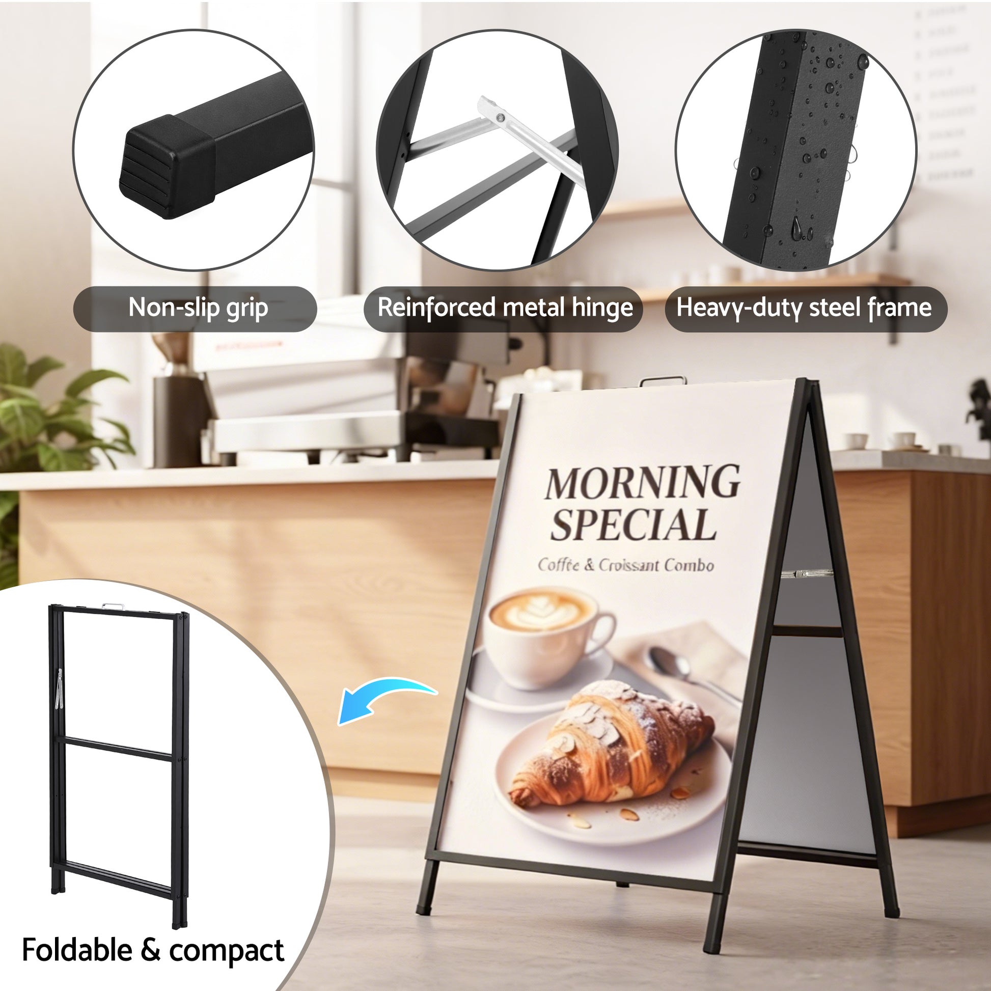 A1 Frame Sign Stand Double Sided Poster Display Board Outdoor Advertising 60x90cm SIB-AD-60X90-BK
