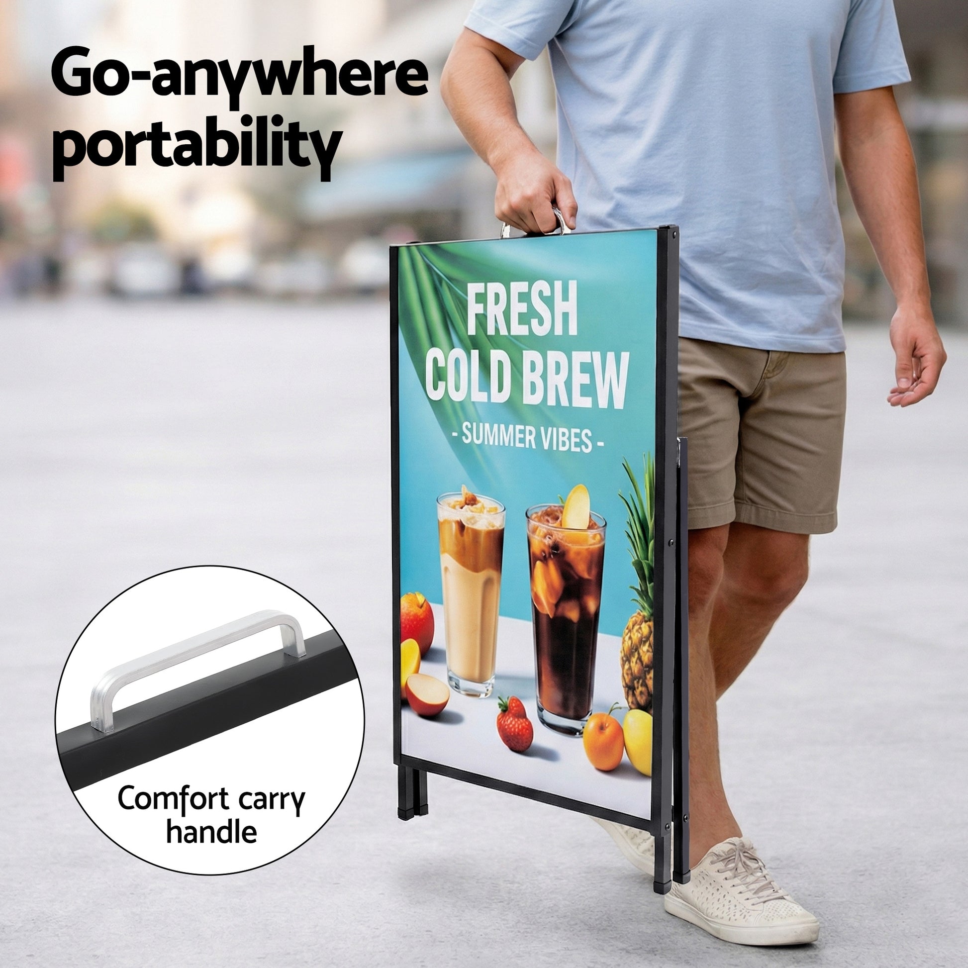 A1 Frame Sign Stand Single Sided Poster Display Board Outdoor Advertising 60x90cm SIB-AS-60X90-BK