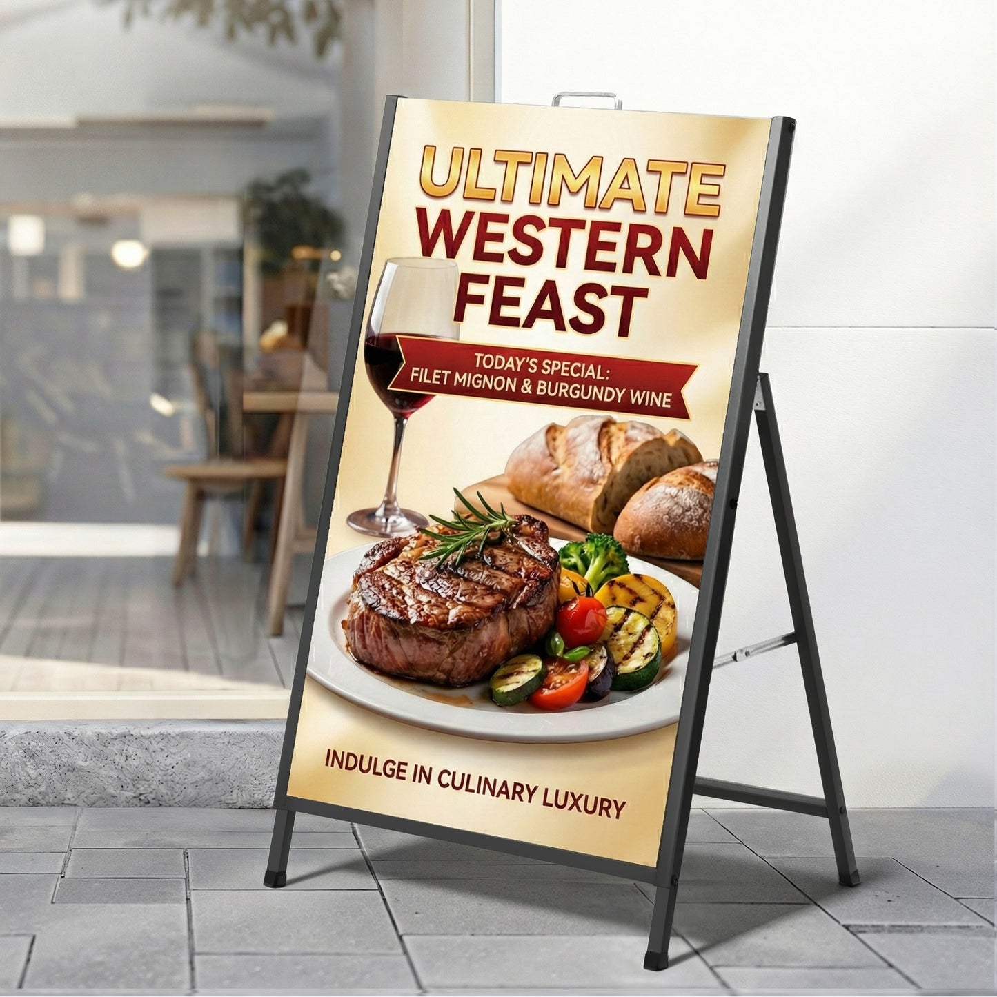 A1 Frame Sign Stand Single Sided Poster Display Board Outdoor Advertising 60x90cm SIB-AS-60X90-BK