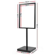 A1 Frame Pedestal Sign Holder Poster Stand Display Board Double Sided 60x90cm SIB-H165-A1-BK