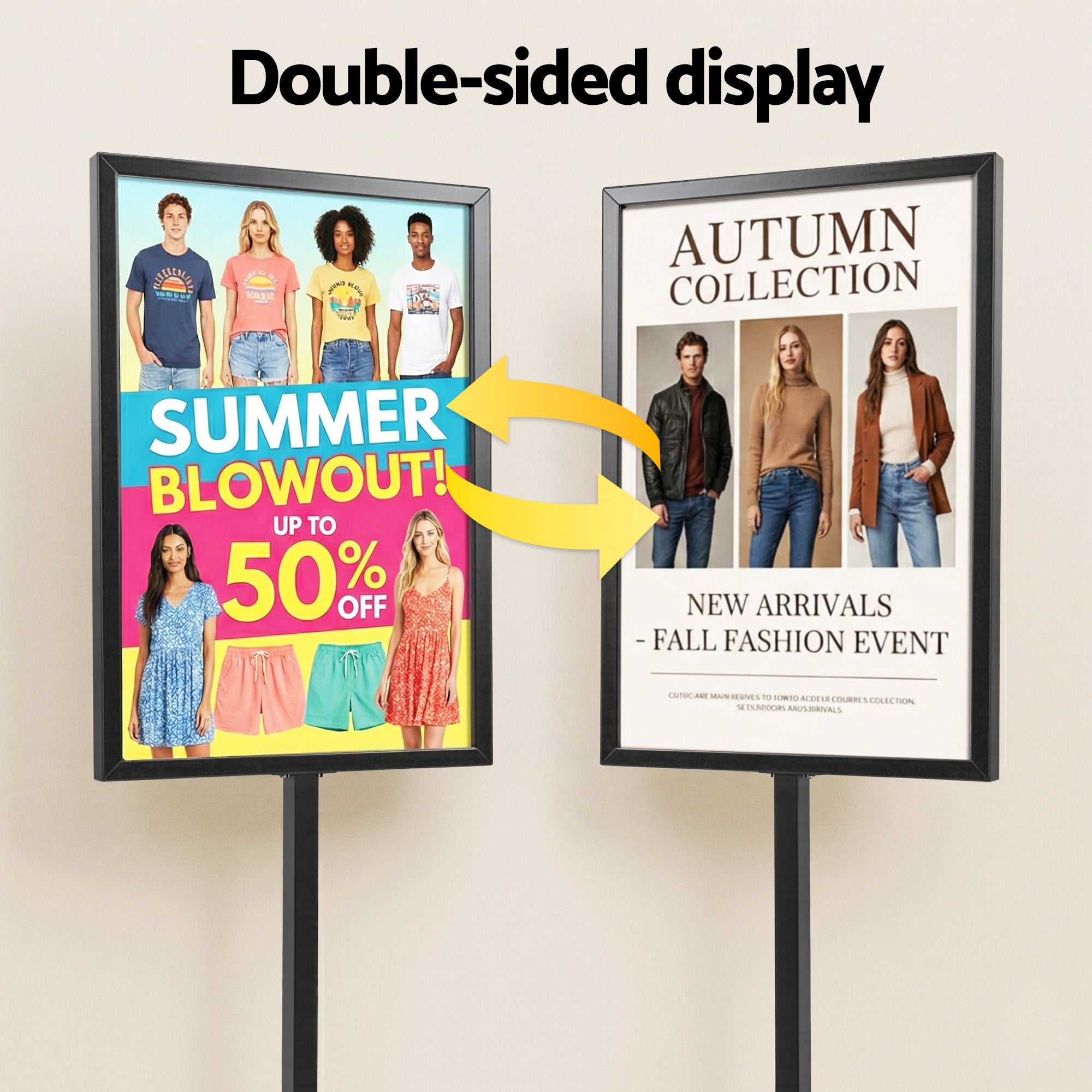 A1 Frame Pedestal Sign Holder Poster Stand Display Board Double Sided 60x90cm SIB-H165-A1-BK