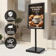 A1 Frame Pedestal Sign Holder Poster Stand Display Board Double Sided 60x90cm SIB-H165-A1-BK