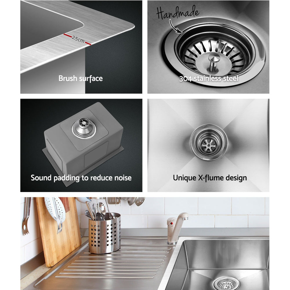 Cefito Kitchen Sink 45X30CM Stainless Steel Basin Single Bowl Silver SINK-3045-R010