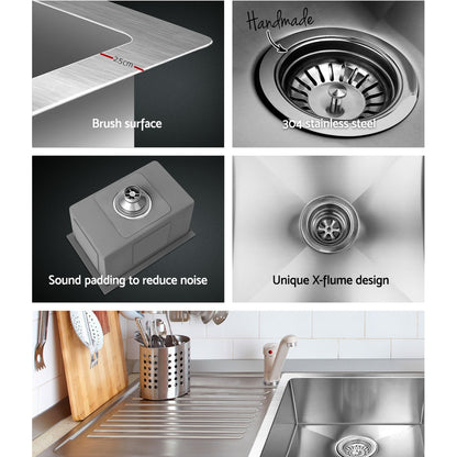 Cefito Kitchen Sink 45X30CM Stainless Steel Basin Single Bowl Silver SINK-3045-R010