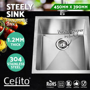 Cefito Kitchen Sink 45X39CM Stainless Steel Basin Single Bowl Silver SINK-3945-R0-SI