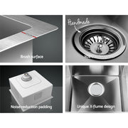 Cefito Kitchen Sink 44X44CM Stainless Steel Basin Single Bowl Silver SINK-4444-R010
