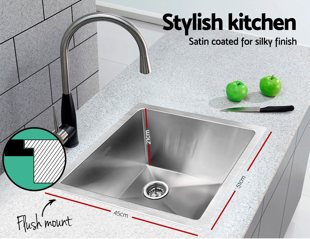 Cefito Kitchen Sink 51X45CM Stainless Steel Basin Single Bowl Silver SINK-5145-R010