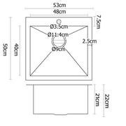 Cefito Kitchen Sink 53X50CM Stainless Steel Basin Single Bowl Silver SINK-5350-R012