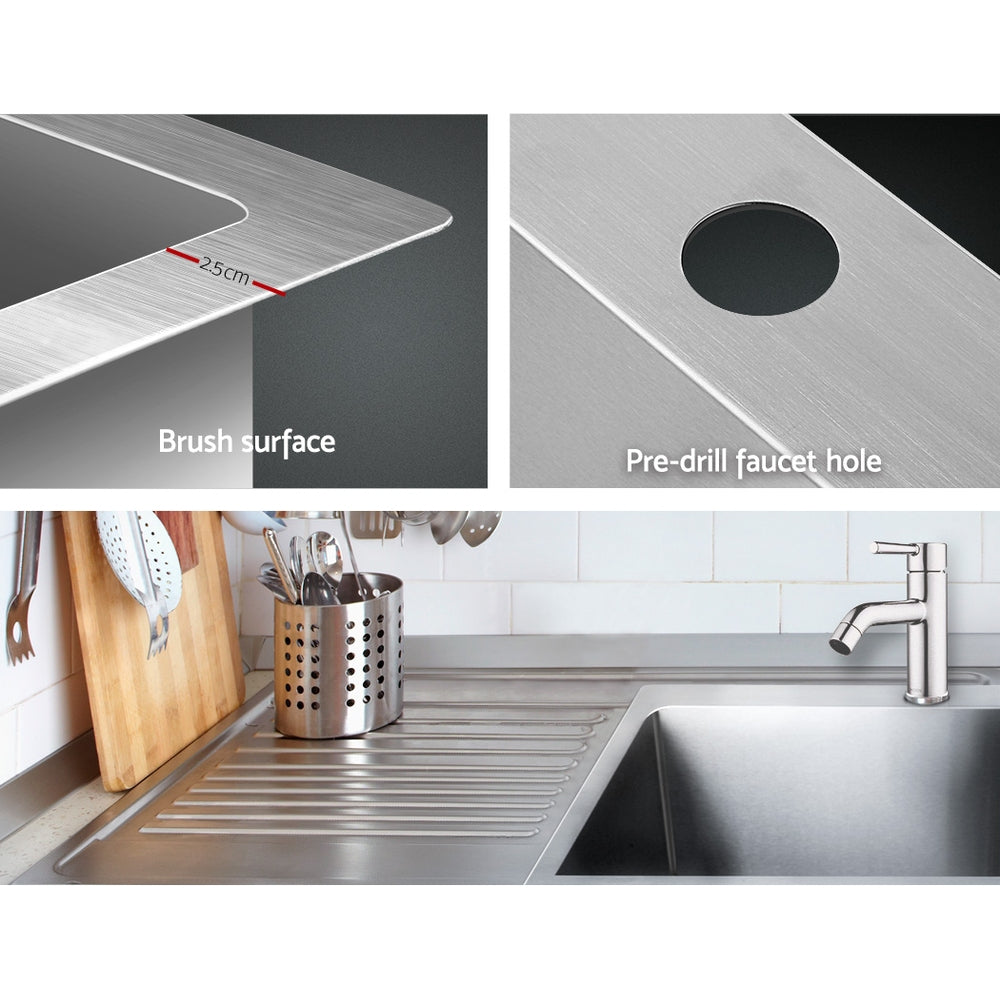 Cefito Kitchen Sink 53X50CM Stainless Steel Basin Single Bowl Silver SINK-5350-R012
