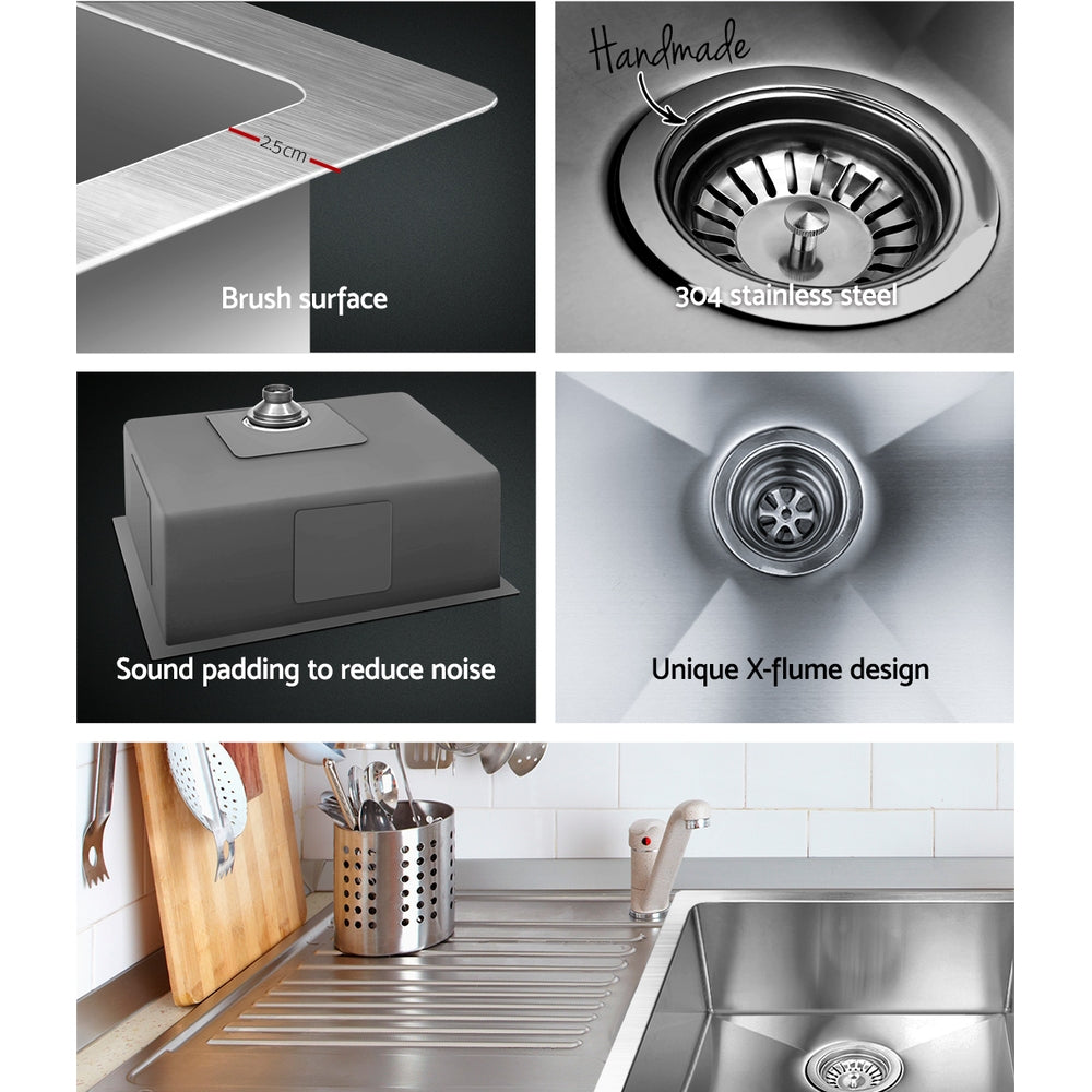 Cefito Kitchen Sink 60X45CM Stainless Steel Basin Single Bowl Silver SINK-6045-R010