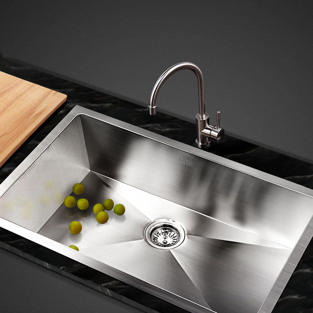Cefito Kitchen Sink 70X45CM Stainless Steel Basin Single Bowl Silver SINK-7045-R010