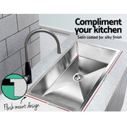 Cefito Kitchen Sink 70X45CM Stainless Steel Basin Single Bowl Silver SINK-7045-R010