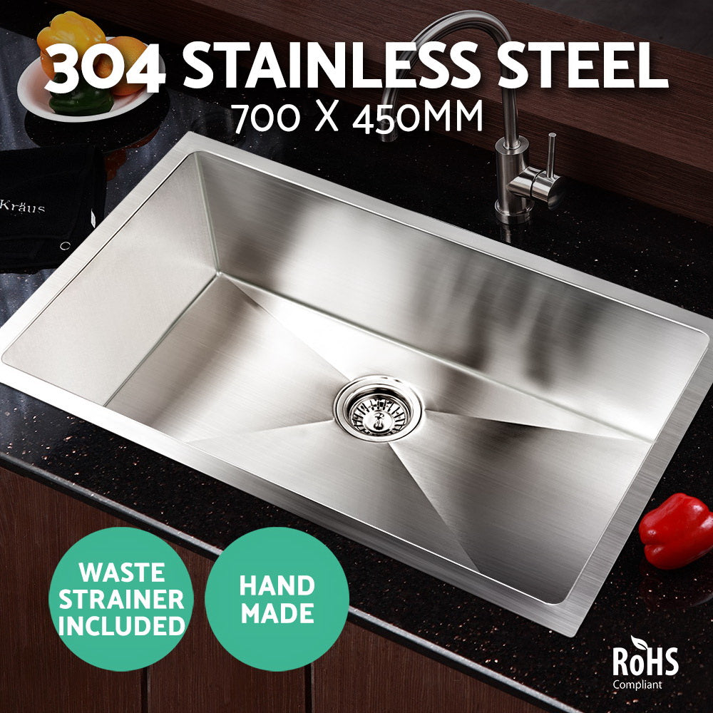 Cefito Kitchen Sink 70X45CM Stainless Steel Basin Single Bowl Silver SINK-7045-R010