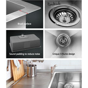 Cefito Kitchen Sink 70X45CM Stainless Steel Basin Single Bowl Silver SINK-7045-R010