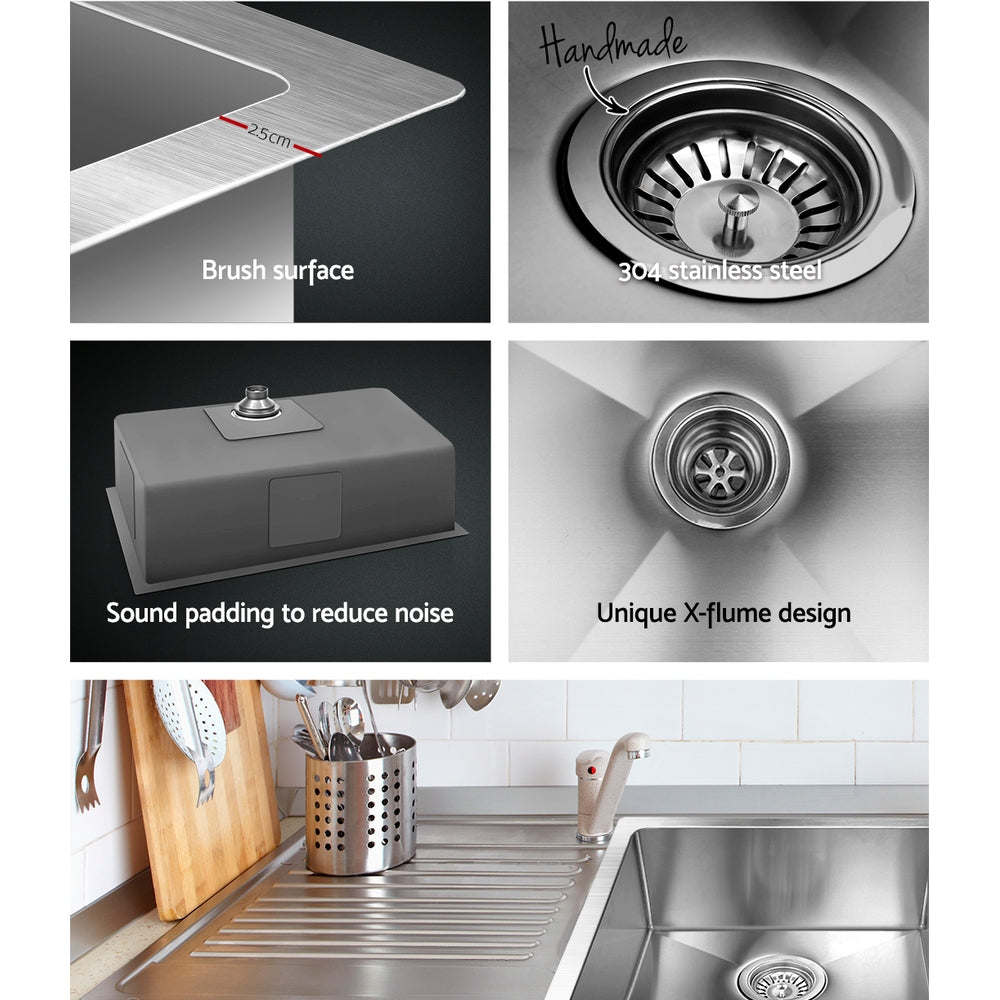 Cefito Kitchen Sink 70X45CM Stainless Steel Basin Single Bowl Silver SINK-7045-R010