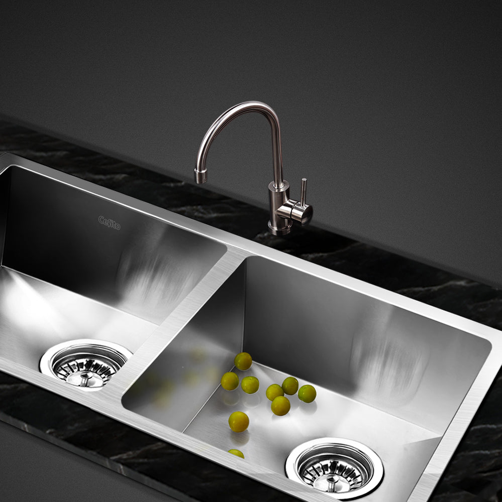 Cefito Kitchen Sink 77X45CM Stainless Steel Basin Double Bowl Silver SINK-7745-R010