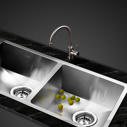 Cefito Kitchen Sink 77X45CM Stainless Steel Basin Double Bowl Silver SINK-7745-R010