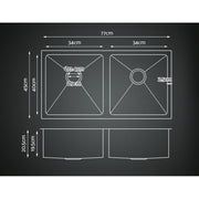 Cefito Kitchen Sink 77X45CM Stainless Steel Basin Double Bowl Silver SINK-7745-R010