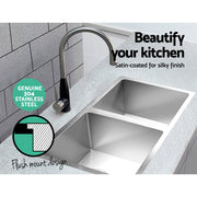 Cefito Kitchen Sink 77X45CM Stainless Steel Basin Double Bowl Silver SINK-7745-R010