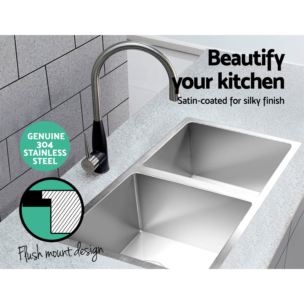 Cefito Kitchen Sink 77X45CM Stainless Steel Basin Double Bowl Silver SINK-7745-R010