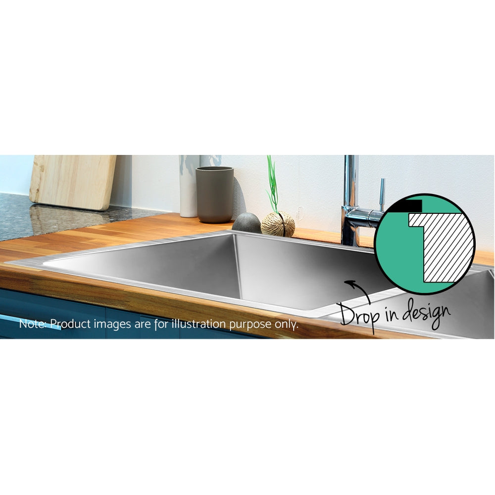 Cefito Kitchen Sink 77X45CM Stainless Steel Basin Double Bowl Silver SINK-7745-R010