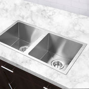Cefito Kitchen Sink 77X45CM Stainless Steel Basin Double Bowl Silver SINK-7745-R010
