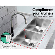 Cefito Kitchen Sink 86X44CM Stainless Steel Basin Double Bowl Silver SINK-8644-R010