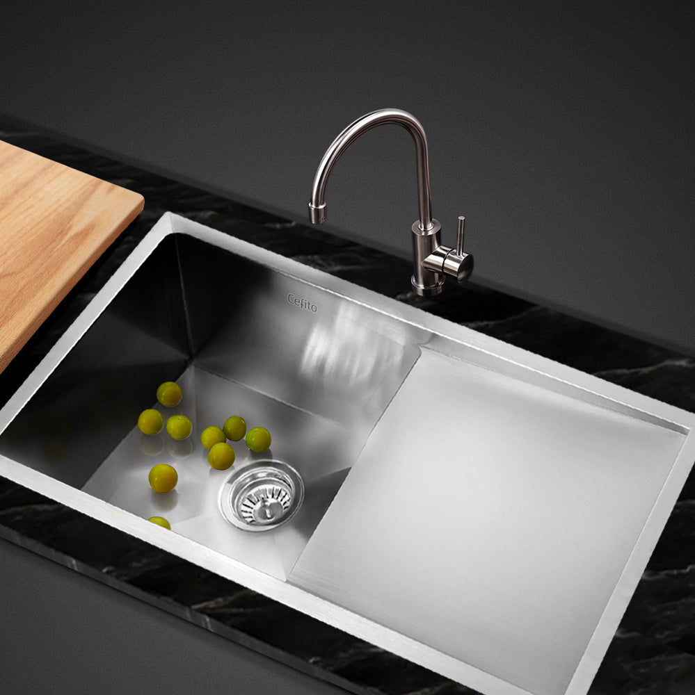 Cefito Kitchen Sink 87X45CM Stainless Steel Basin Single Bowl Silver SINK-8745-R010
